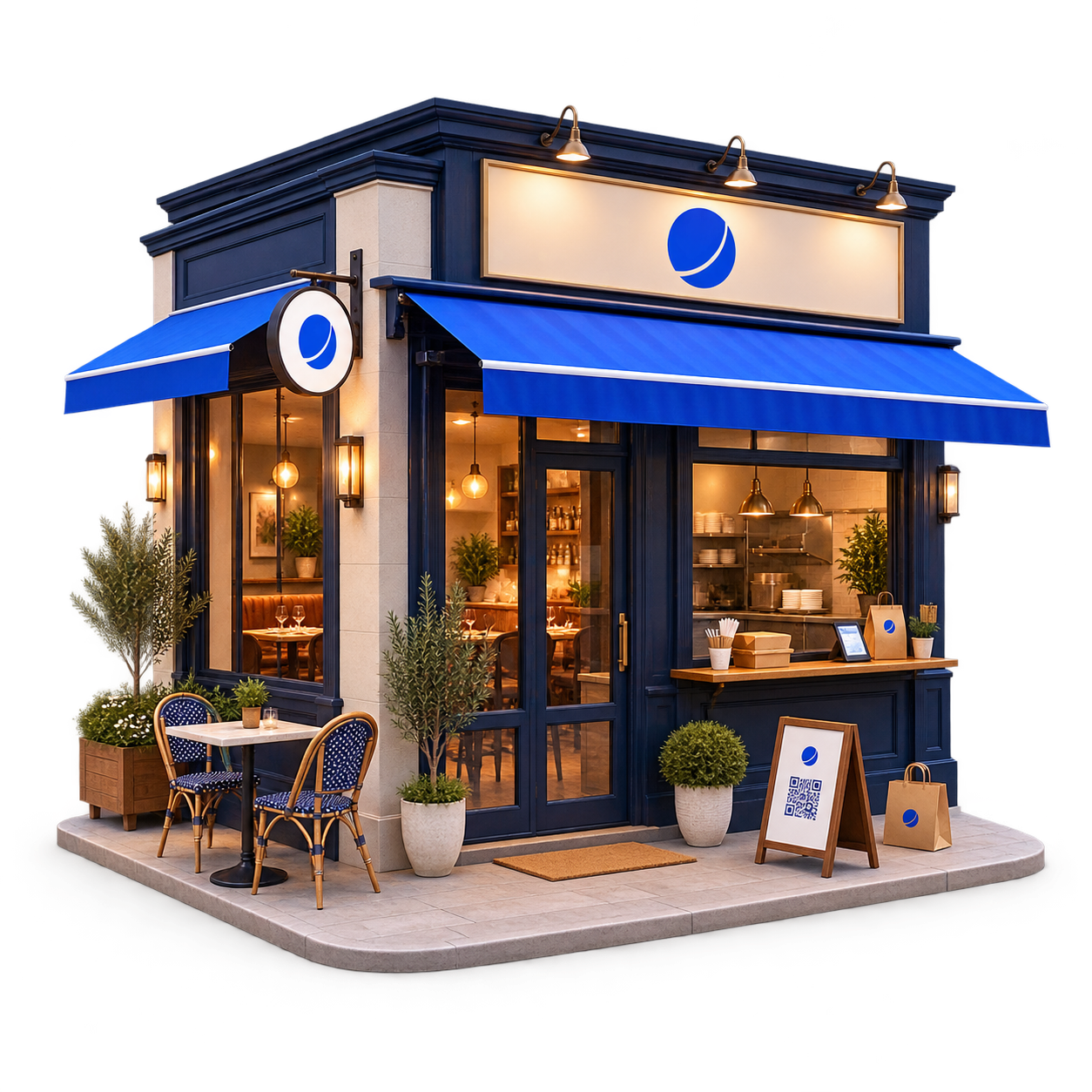 Modern restaurant using the Restoinc ordering solution