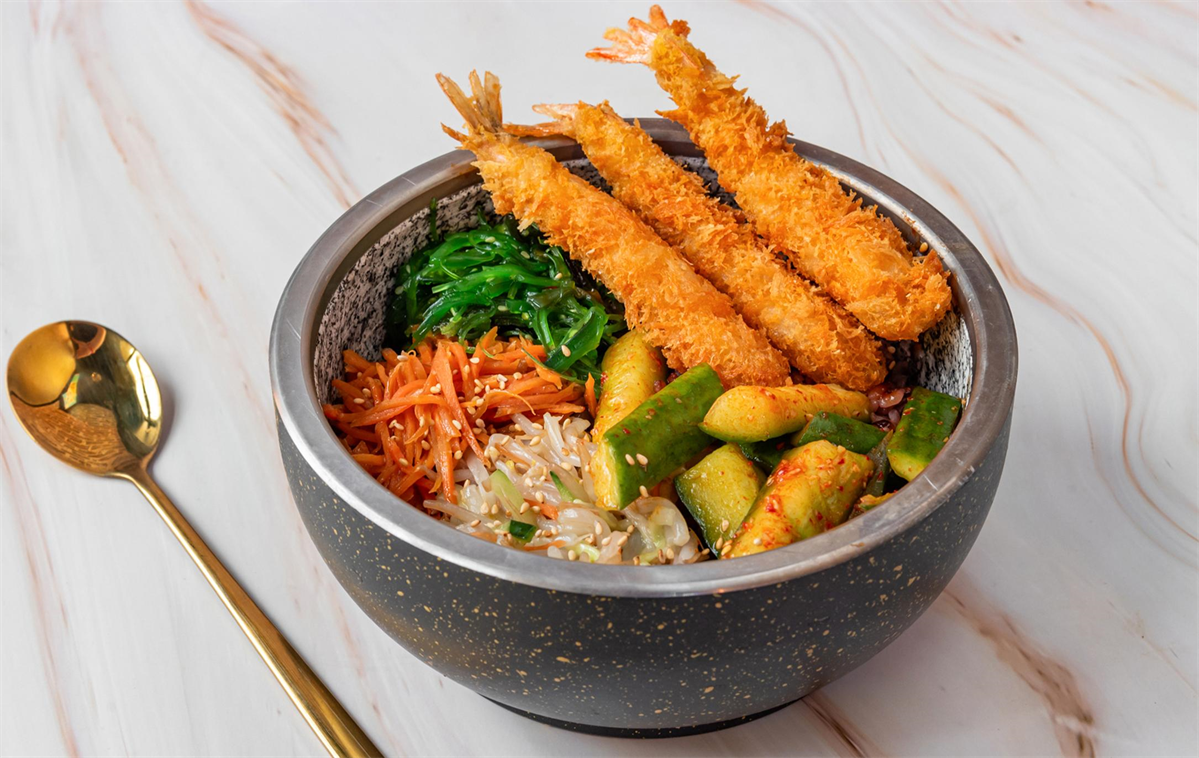 BIBIMBAP TEMPURA CREVETTE (3 pièces)